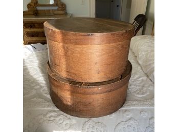 Pair Of HUGE Antique Round Wooden Storage Boxes - C.H. Benedict & Co. NYC 1870s