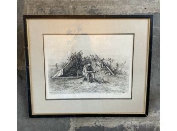 Edwin Forbes (American 1839-1895) Etching Civil War Christmas Dinner Signed 1876
