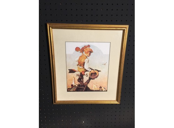 Nice Norman Rockwell Signed Print Signed In The Plate And Beautiful Gold Guilt Frame