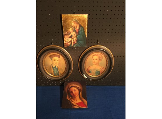 Four Prints To Oval In Plaster Frames All The Other Two Are Religious