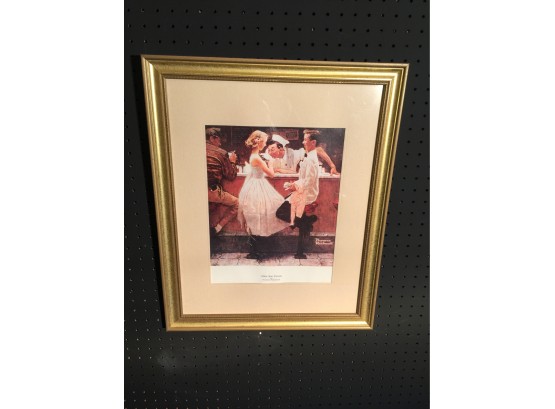 After The Prom Norman Rockwell Print Plate Signed Matted And Beautiful Gold Guilt Frame