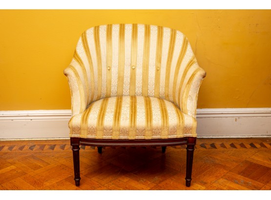 Upholstered Gold And Floral Striped Chair
