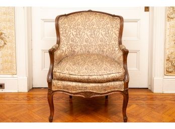 Vintage Upholstered Floral Print Armchair With Cabriole Legs