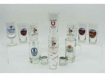 Thirteen German Beer Mugs And Glasses