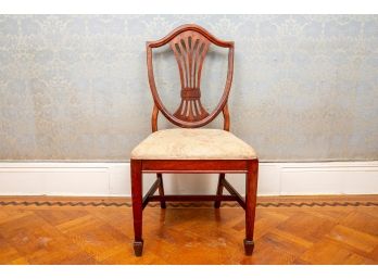 Vintage Carved Wood Shield Back Side Chair