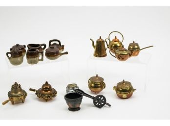 Collection Of Miniature Brass Pots And More