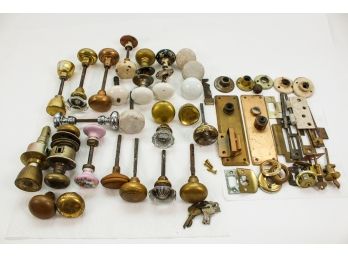 Collection Of Vintage Doorknobs And Hardware