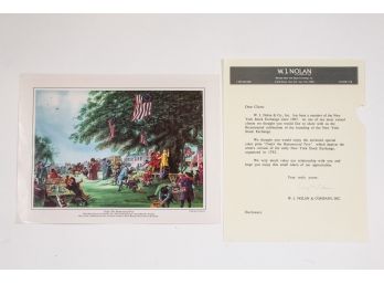 NYSE 'Under The Buttonwood Tree' Bicentennial Celebration Color Print + Original Letter From Gavin & Finley