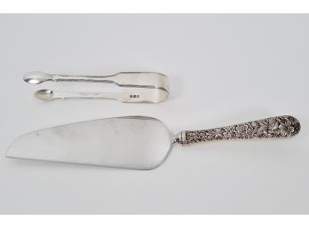 S. Kirk & Son Sterling Pie Knife And Sterling Silver Hallmarked Ice Tongs