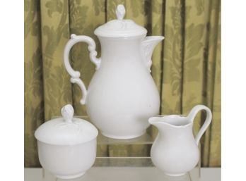 Hutschenreuther German White Porcelain Rosebud Tea Set