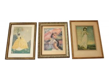 Three Lithographs Of Female Figure Portraits