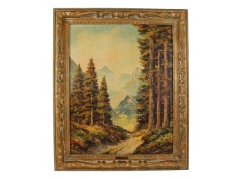 Karl Ludwig Gast (German, B. 1907) Signed Mountain Road Oil On Canvas Painting