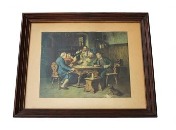 Men Playing Cards Lithograph