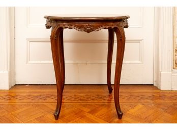 Round Carved Wood Accent Table