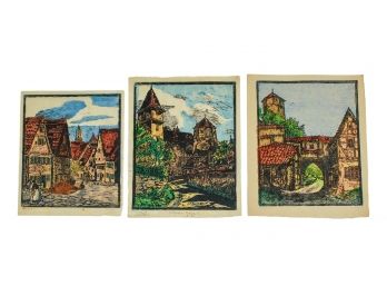 Three Authentic Original Hand Signed German Woodblocks