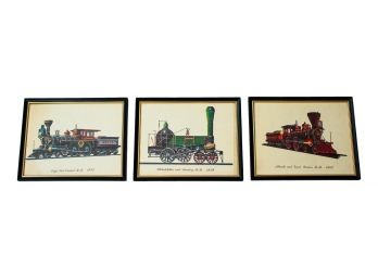 Three Train Engine Color Prints