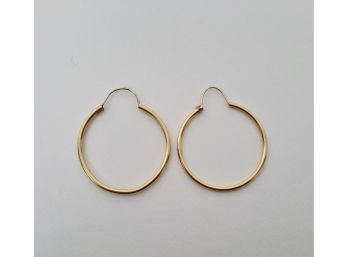 14k Yellow Gold Pierced Hoop Earrings - 1.9g