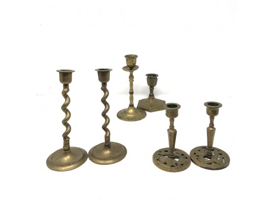 Collection Of Bronze Colored Candleholders