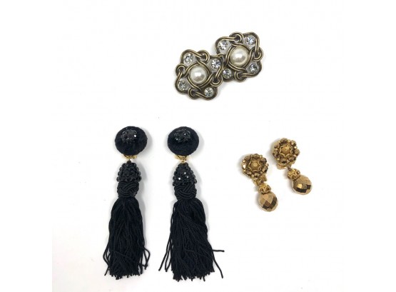 Three Sets Of Vintage Clip-On Earrings