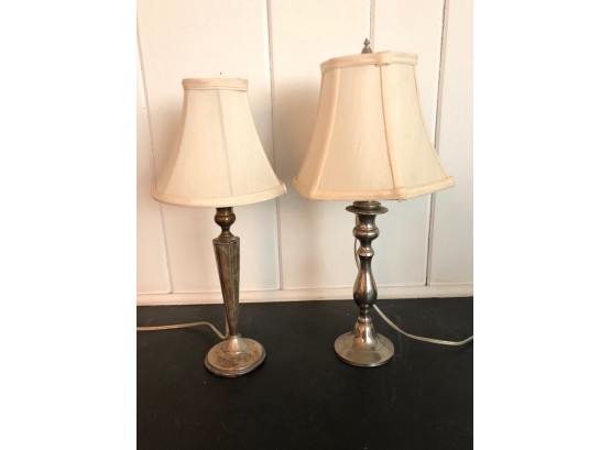 Two Silver-Colored Table Lamps