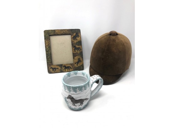 Equestrian International Ladies Riding Helmet With Equine Themed Mug And Picture Frame