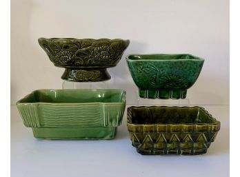 Four Green Ceramic Planters/RIVER EDGE NJ PICKUP 11/23