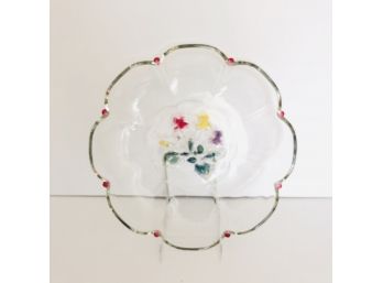 Clear Glass Plate With Colored Flower Accents/RIVER EDGE NJ PICKUP 11/23