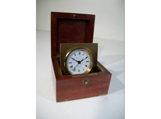 Beautiful Vintage TIFFANY & Co. Desk Clock In Walnut & Brass Box - Great Piece !