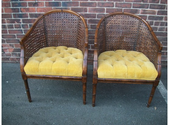 Fabulous Pair Vintage Faux Bamboo W/Caning French Style Chairs - GREAT PAIR !