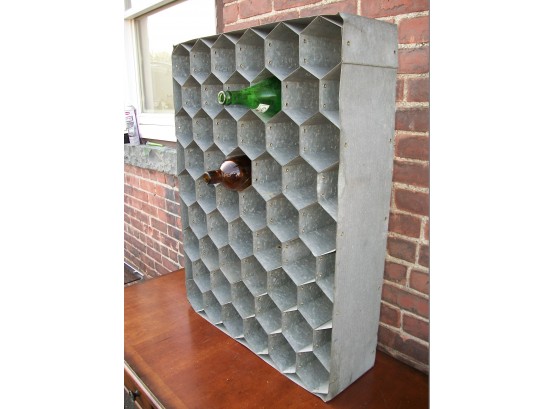 'French Style'  Honeycomb Galvanized / Industrial Wine Rack - Great Piece  - Holds 50 BOTTLES !