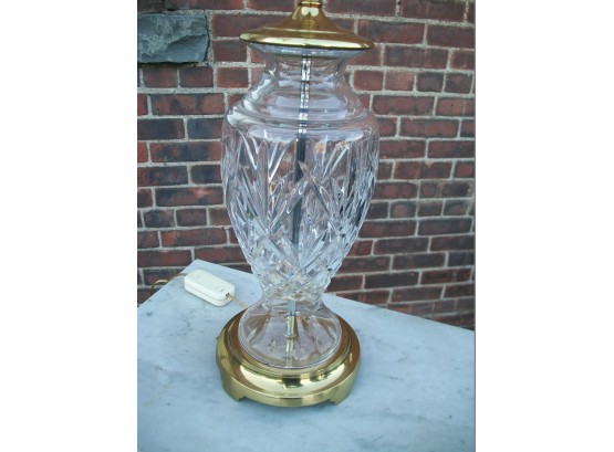 Fabulous Signed WATERFORD Cut Crystal Lamp On Brass Base & Dimmer- Beautiful Piece !
