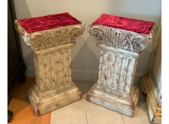 2 Large  Pedestals W/ Roman Flair