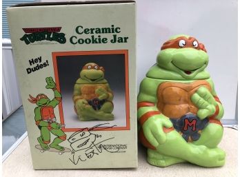 Teenage Mutant Ninja Turtles Michaelangelo Signed On Jar And Box By Creator