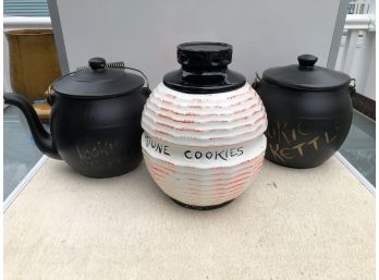 McCoy Chinese Lantern;McCoy Black Kookie Tea Kettle; MCcoy Kookie Kettle