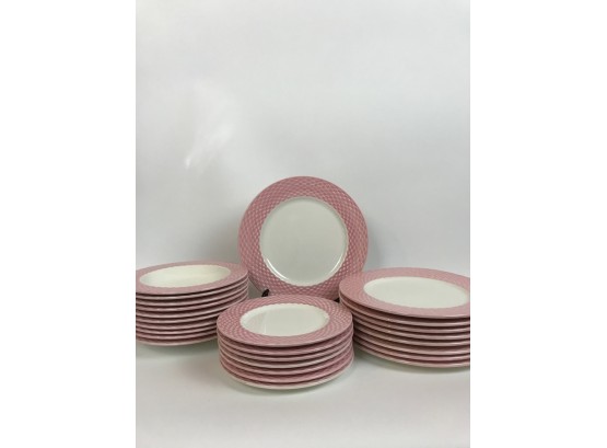 Set Of Pier 1 Pink Basket Weave Plates