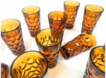 Vintage Amber Drinking Glasses Set Of 12