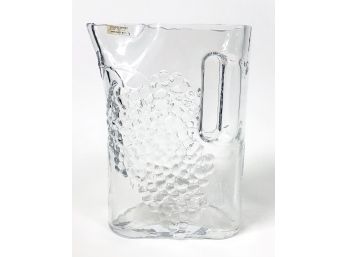 Riedel Tyrol Crystal Pitcher With Raised Grape Leaves, Made In Austria
