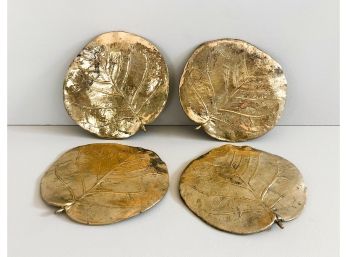 Vintage Brass Leaves, Set Of 4
