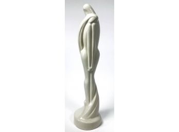 Tall 1986 White Ceramic Haegar Man Woman Sculpture
