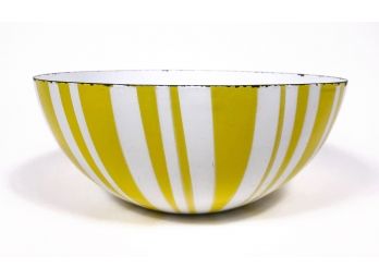 Vintage Cathrineholm Yellow And White Stripe Enamel Bowl