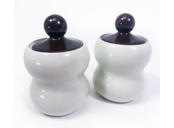 Pair Of White Bubble Canisters Made In Spain