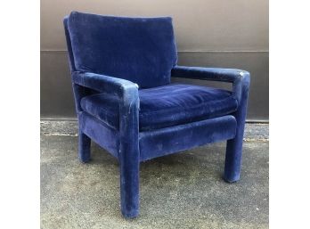 Mid Century Blue Parsons Chair By Maurice Villency New York