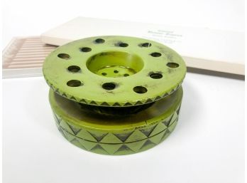 Mid Century Green Ceramic Candle Holder