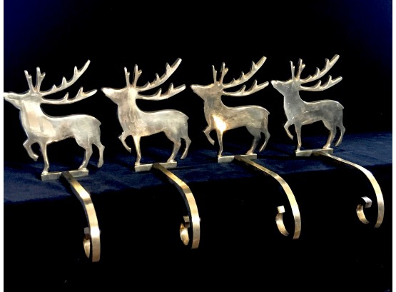 Brass Reindeer Stocking Holders