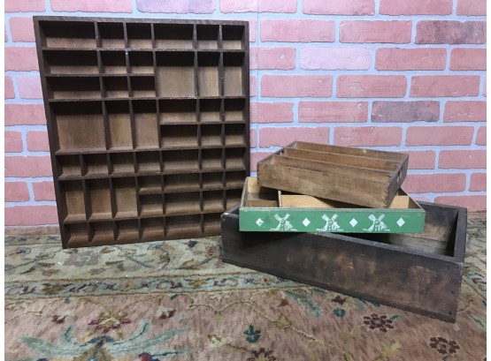 Wood Drawers And Print Box