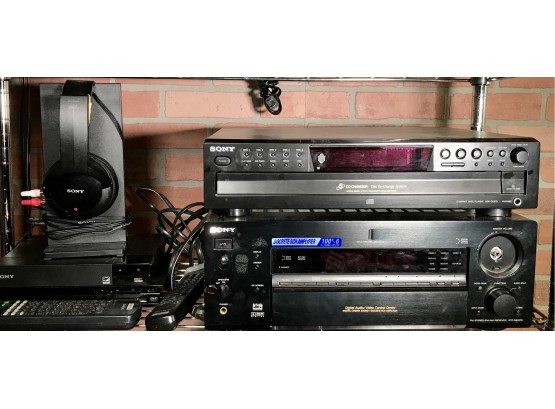 Sony Amplifier/Receiver, CD Changer, Blu-Ray, DVD/CD Player And Headset
