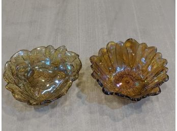 2 Candy Dish Carnival Glass Pieces