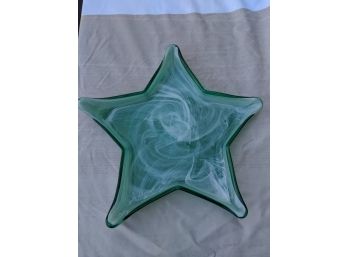 Awesome Glass Star Candy Dish & Bonus Item Green 6 Point Star Dish