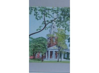 Gorgeous Watercolor Memorial Church Harvard U. By Conerly