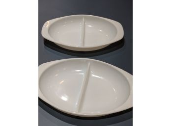 Classic White Pyrex Divided Casserole Dishes (2)